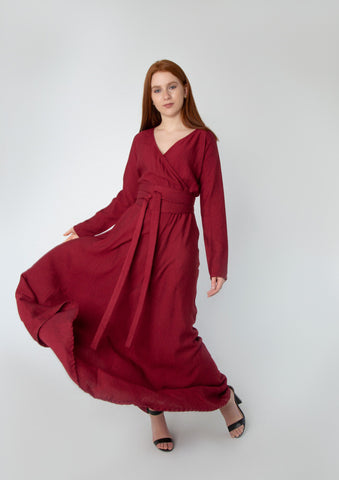 Wrap Linen Maxi Dress