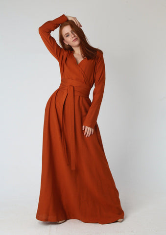 Wrap Linen Maxi Dress