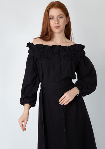 Off Shoulder Linen Dress