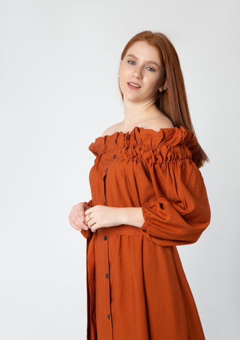 Off Shoulder Linen Dress