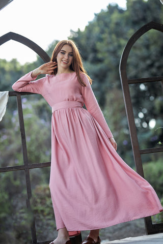 Long sleeve linen dress with separate belt