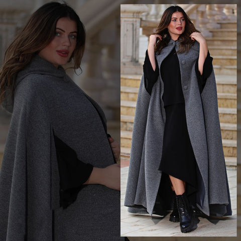 Wool Cape - Winter Heavy Coat - Special Design