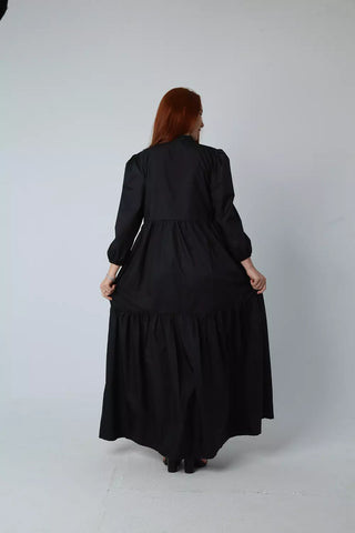 Long Soft Polyester Dress - Black