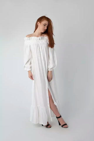 Off Shoulder Linen Dress