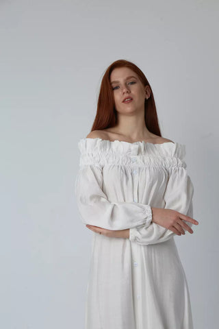 Off Shoulder Linen Dress