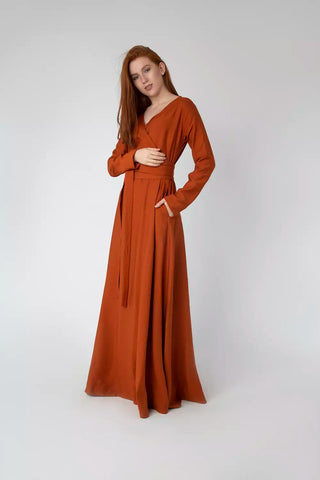 Wrap Linen Maxi Dress